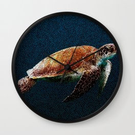Lone Turtle at Sea Wall Clock