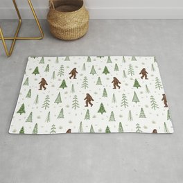 trees + yeti pattern in color Area & Throw Rug