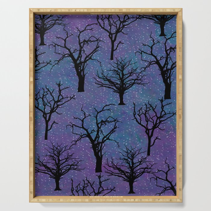 Galaxy with Trees Serving Tray