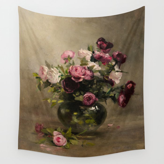 Vase of Roses, 1870 by Eva Gonzales Wall Tapestry