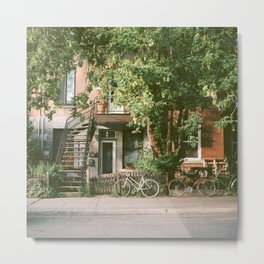 Urban Bicycles Under A Tree Metal Print | Landscape, Vintage, Architecture, Photo 