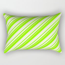 [ Thumbnail: Chartreuse & Beige Colored Lines Pattern Rectangular Pillow ]