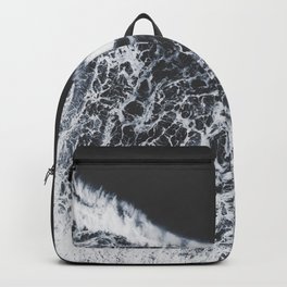 Aerial Ocean - Black and White Sea - Crashing Waves - Travel photography Backpack