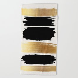 Brush Strokes (Black/Gold) Beach Towel