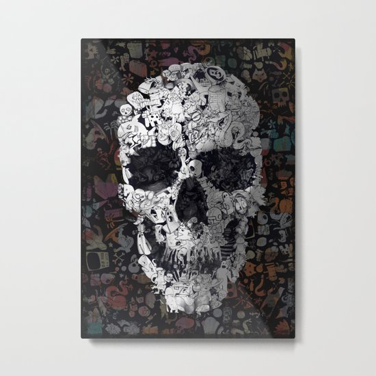 Doodle Skull Metal Print