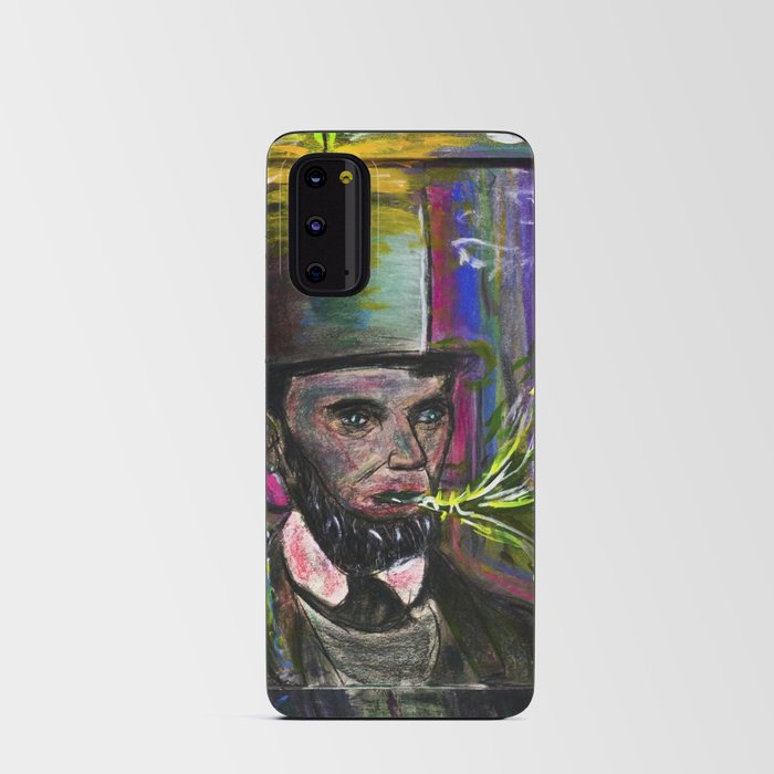 psychedelic US president  Abraham Lincoln with Trippy top-hat and rainbow halo Android Card Case