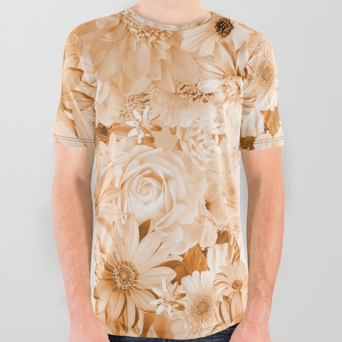 yellow ochre floral bouquet aesthetic cluster All Over Graphic Tee