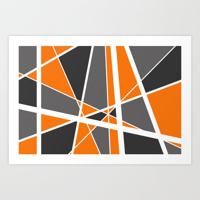 Triangles Stripes Mikado Design Geometric orange Art Print