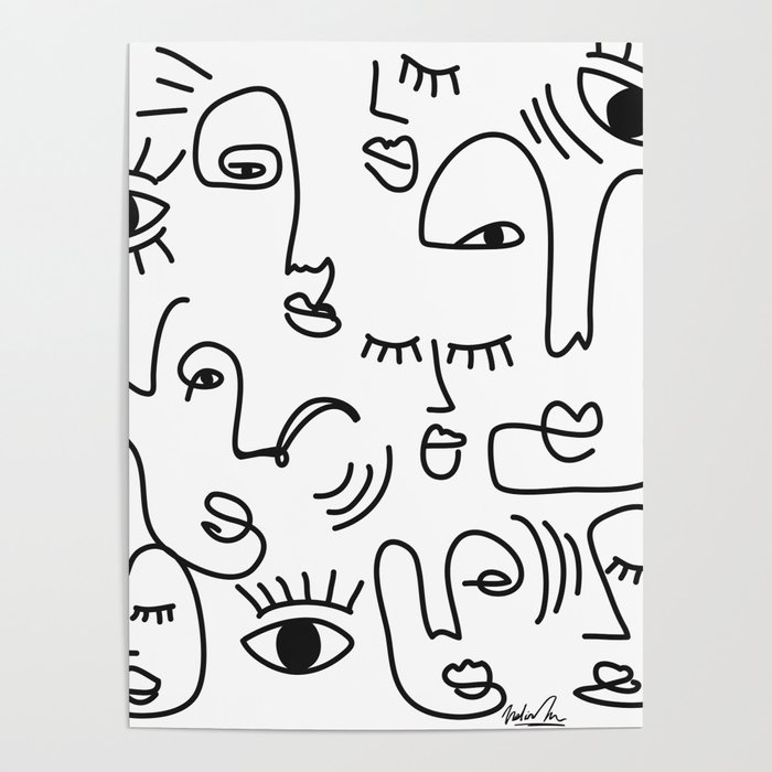 Abstract Faces Art Print Poster