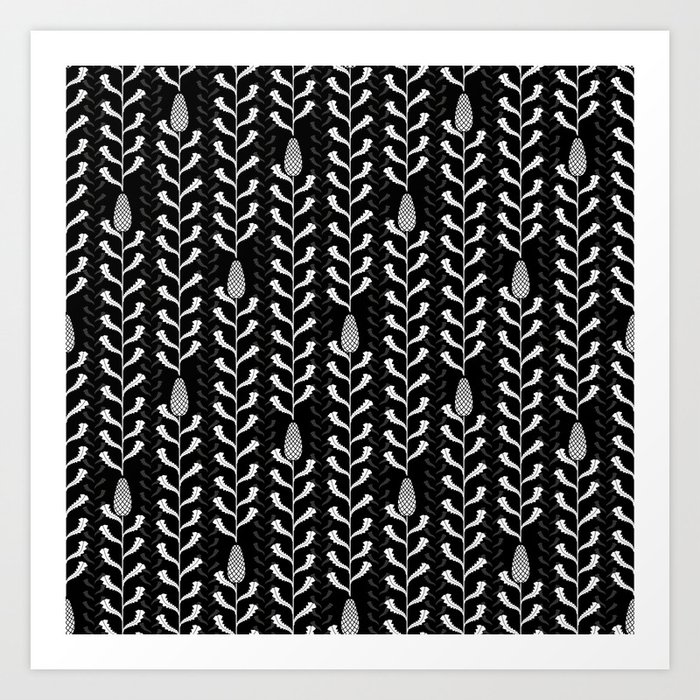 Monochrome banksia pattern Art Print