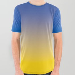 Ukrainian Yellow and blue Ombre Shade Ukraine Flag All Over Graphic Tee