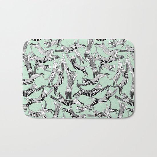 cat party mint Bath Mat