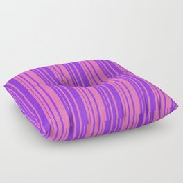 [ Thumbnail: Hot Pink and Purple Colored Striped/Lined Pattern Floor Pillow ]
