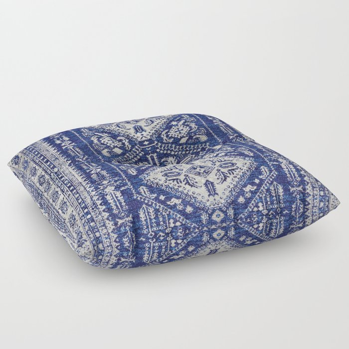 Blue Indigo Vintage Oriental Traditional Moroccan Fabric Style  Floor Pillow