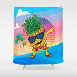 Summer Dabbing Pineapple Shower Curtain