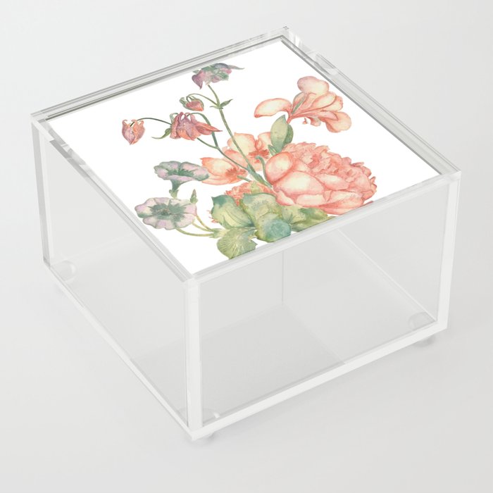 Watercolor pink bouquet arrangment Acrylic Box