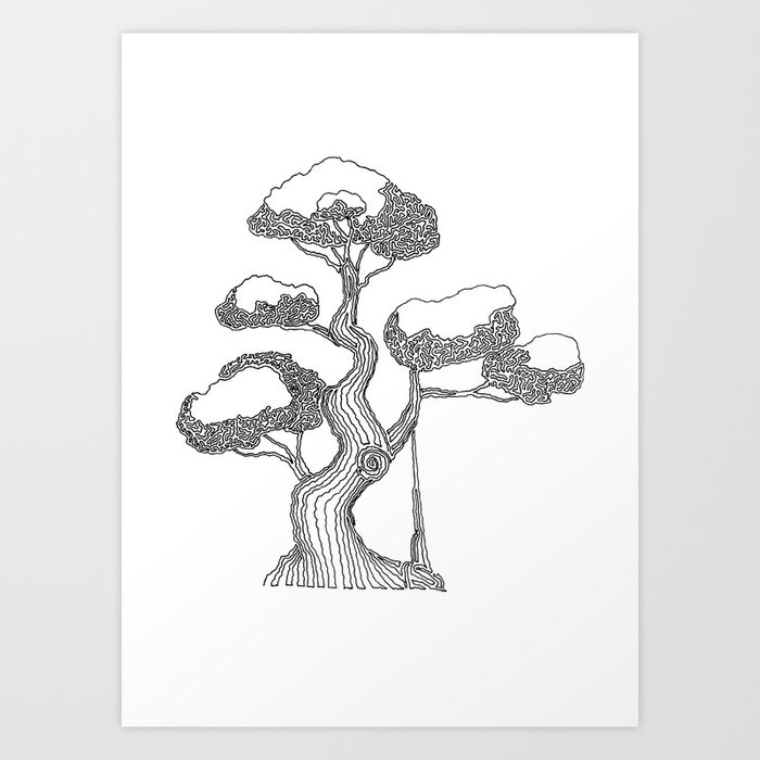 Bonsai 2 One Line Drawing Art Print By Onelinerartwork Society6