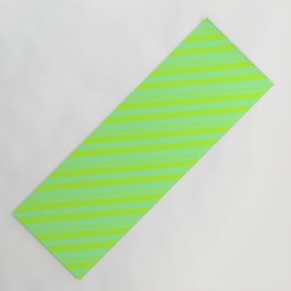 [ Thumbnail: Light Green and Green Colored Stripes/Lines Pattern Yoga Mat ]