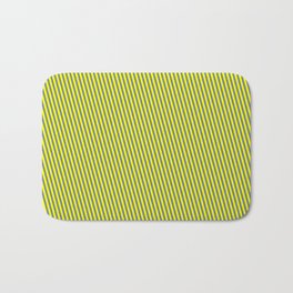 [ Thumbnail: Slate Gray & Yellow Colored Stripes Pattern Bath Mat ]