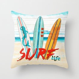 Surf Life Throw Pillow