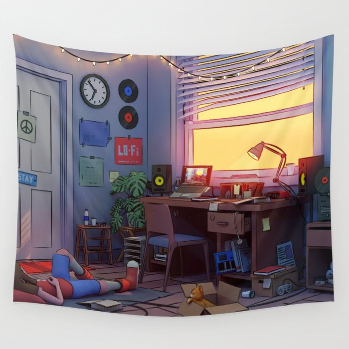 Chilled Study Lofi Hip Hop Chillhop Youtube Stream picture Wall Tapestry