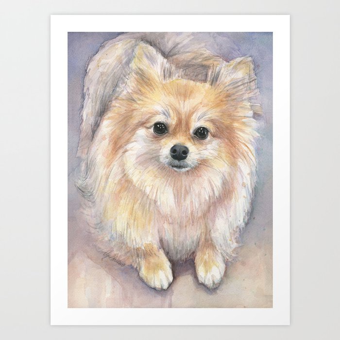 Pomeranian Watercolor Pom Puppy Dog Painting Art Print