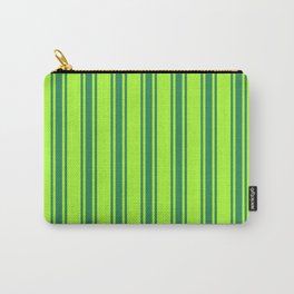 [ Thumbnail: Light Green and Sea Green Colored Lines/Stripes Pattern Carry-All Pouch ]
