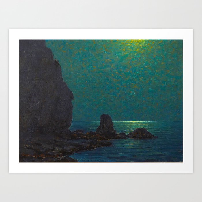 Granville Redmond Catalina Island Coast Under A Moonlit Sky Oil