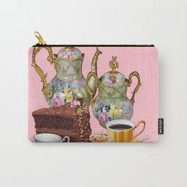CHOCOLATE CAKE  PASTERIES, ROSE TEA PARTY IN PINK ART Carry-All Pouch