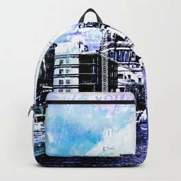 Berlin urban blue mixed media art Backpack | Edgy, Cool, Watercolor, Construction, Europe, Grunge, Architecture, Urban, Painting, Street Art 
