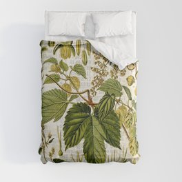 Common Hop Botanical Print on Vintage almanac collage Comforter