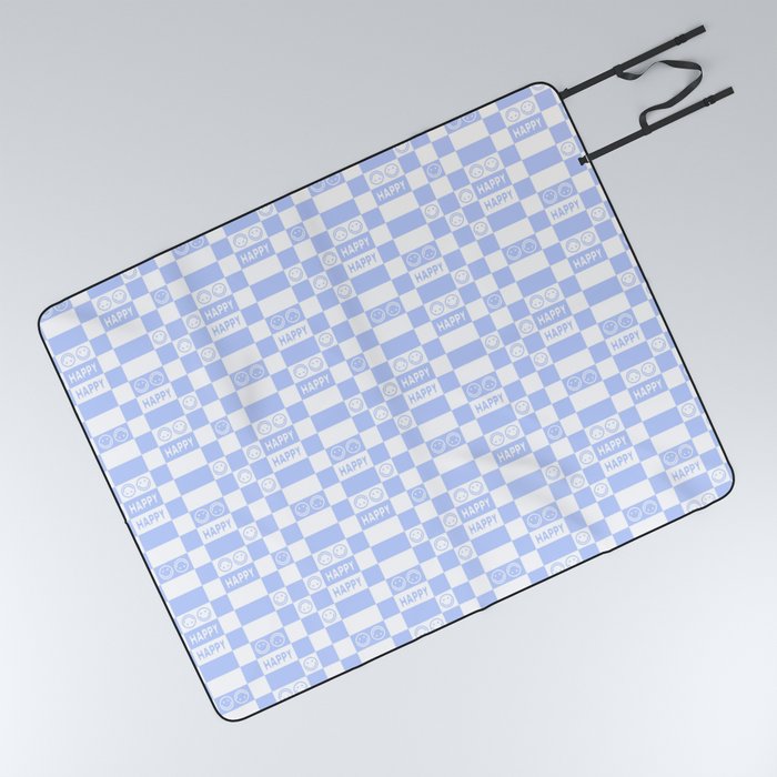 HAPPY Checkerboard 2.0 (Pastel Very Peri Color) Picnic Blanket