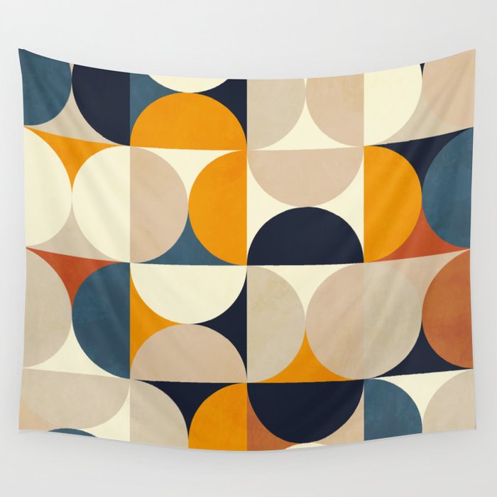mid century abstract shapes fall winter 1 Wall Tapestry