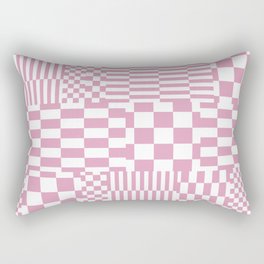 Glitchy Checkers // Candy Pink Rectangular Pillow