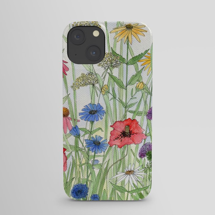 Watercolor of Garden Flower Medley iPhone Case