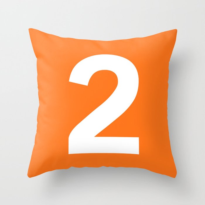 Number 2 (White & Orange) Throw Pillow