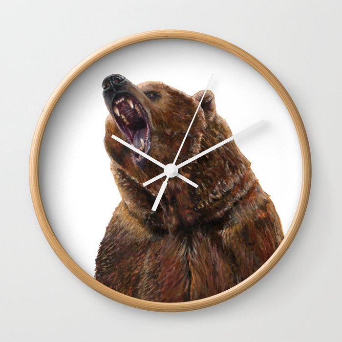 Grizzly Bear - Painting in acrylic Wall Clock