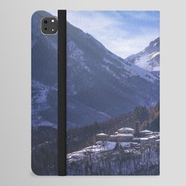 Snowy village Nicciano and Apuan mountains. Tuscany iPad Folio Case