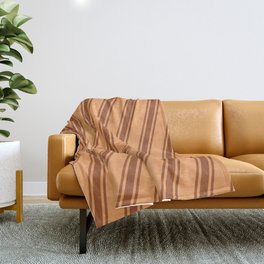 [ Thumbnail: Brown & Sienna Colored Lines Pattern Throw Blanket ]