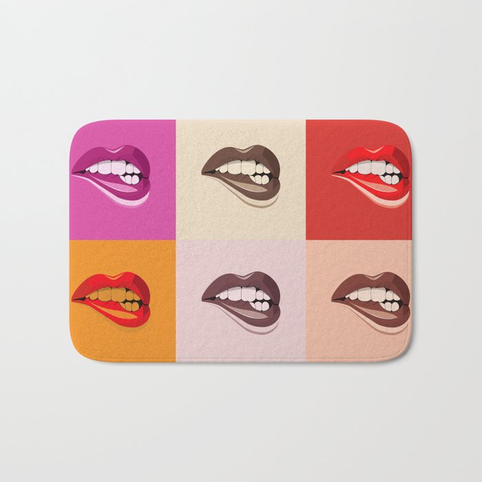 Pop Art Colourful Lips Bath Mat