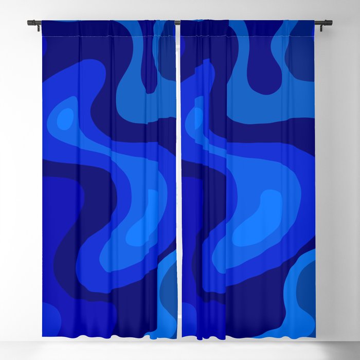 Blue Abstract Art Colorful Blue Shades Design Blackout Curtain