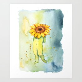Sunflower Folk Art Print
