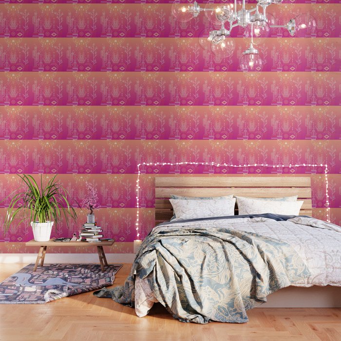 Santa Fe Garden – Pink Sunset Wallpaper
