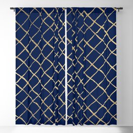 Elegant  abstract geometrical navy blue gold pattern Blackout Curtain