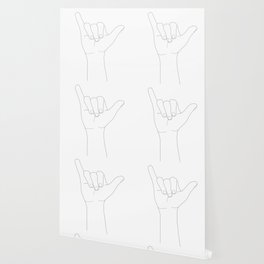 Minimal Line Art Shaka Hand Gesture Wallpaper