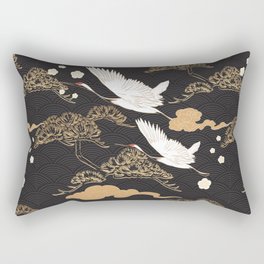 Japanese seamless pattern with crane birds and bonsai trees Rectangular Pillow