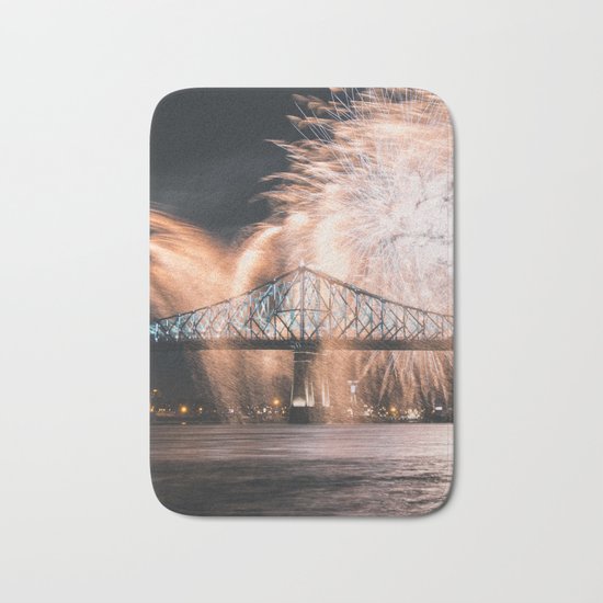 Fireworks bridge Bath Mat