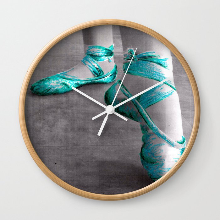 Ballet Shoe Blue Wall Clock
