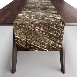 Blue Sky and Shadow in a Spring Scottish Highlands Pine Forest Table Runner