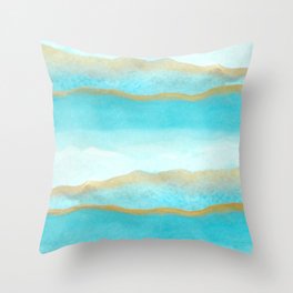 Gold and blue sea Throw Pillow
